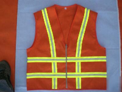 6 orange safety vest 7.5 oz twill fabric w zipper front