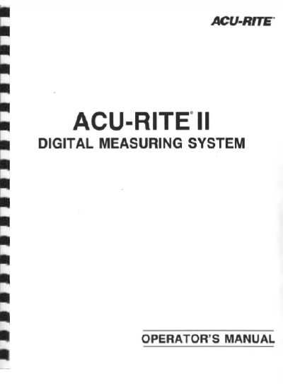 Acu-rite ll digital readout dro owners manual