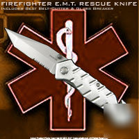 Fire fighter emt pocket rescue tool tactical knife silv