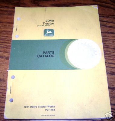 John deere 2040 tractor parts catalog manual book jd