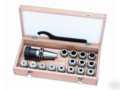 New bison cat 40 collet chuck er-40 full set 17 pc 