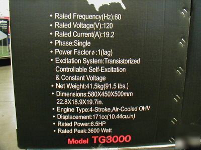 Ust TG3000 3600 watt ac/dc gasoline generator tax free