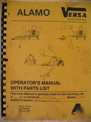 Alamo terrain king versa mower operator parts manual