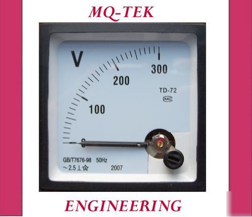 300 volts ac, analog panel voltmeter (72MM x 72MM)