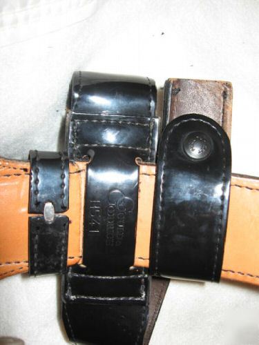 7 piece lot of clarino (high-gloss) black duty belt and