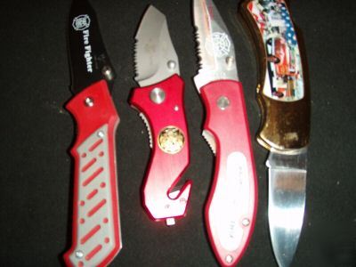 Firefighter/ems firemen lock blade four knife set