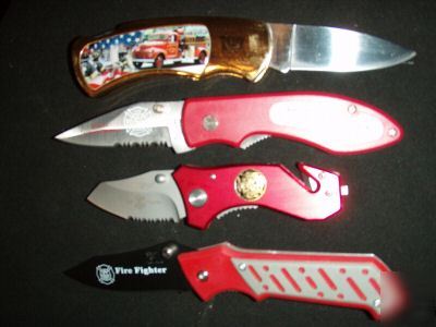 Firefighter/ems firemen lock blade four knife set