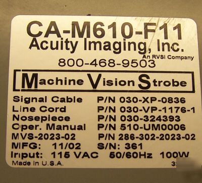 Acuity imaging ca-M610-F11 machine vision strobe 
