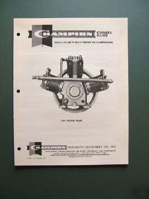 Champion CW1 air compressor pump owner's guide/manual