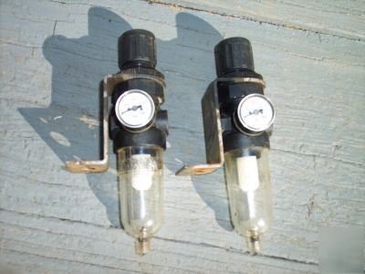 2 norgren pneumatic air filter regulators w guages...C2
