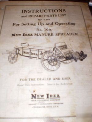New idea no 10A manure spreader operators manual