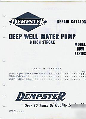 Dempster repair catalog,deep well pumps, 8DW, 9