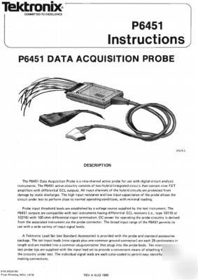 Tek tektronix P6451 operation & service manual