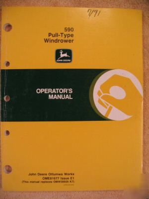 John deere 590 pull type windrower operator manual