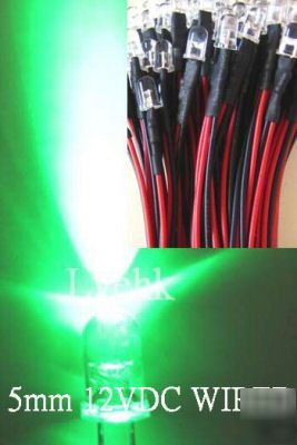 50P 12V dc pre wired 5MM 18,000MCD green led custom car