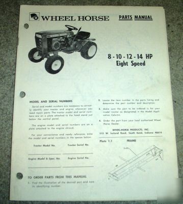 Wheel horse 8-14 hp 8 speed lawn tractor parts manual