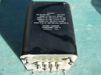 Chicago transformer 117V to 5V-380V .2A- 4.5A 13 leads