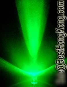 Green led set of 100 super bright 5MM 19000MCD+ f/r