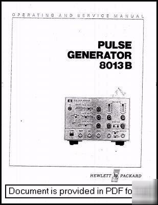 Agilent hp 8013B operation & service manual HP8013B