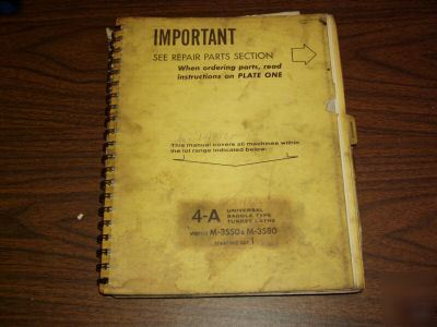 Warner swasey 4A turret lathe parts manual