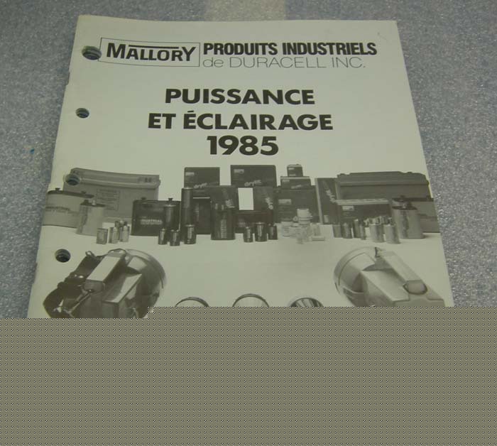 Mallory/duracell catalog 1985 french