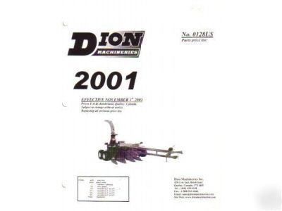 Dion machineries 2001 parts list manual