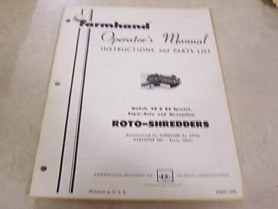 Farmhand roto-shredders 60 & 80 operator's manual