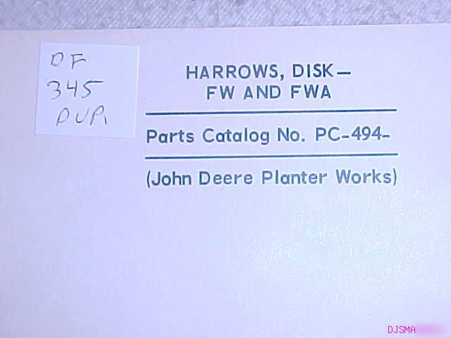 John deere fw fwa disk harrows parts catalog