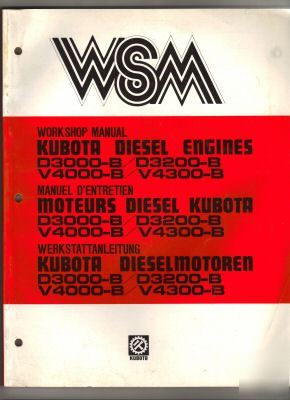 Kubota D3000B,D3200B,V4000B,V4300B eng. workshop manual
