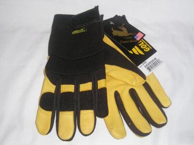 Top quality deerskin mechanics gloves-golden eagle - lg