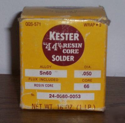 Kester 44 resin core solder SN60 L50 66 rosin 1 lb.