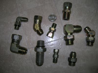 Lot of parker hydraulic fittings, adaptors and couplers