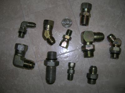 Lot of parker hydraulic fittings, adaptors and couplers