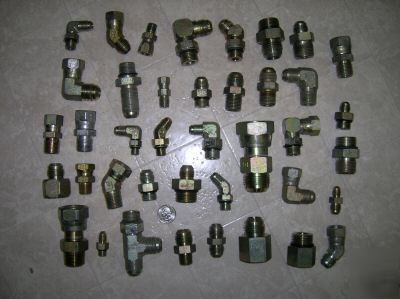 Lot of parker hydraulic fittings, adaptors and couplers