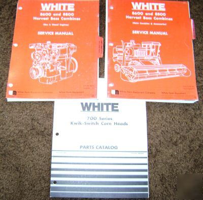 White 8600 8800 combine service repair manual lot of 3