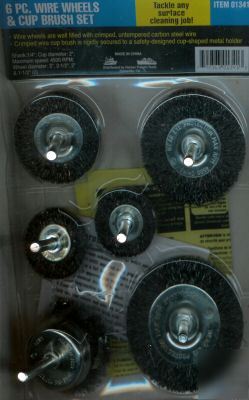 6PC wire wheel and cup brush set