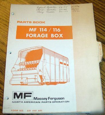 Massey ferguson mf 114 & 116 forage box parts catalog