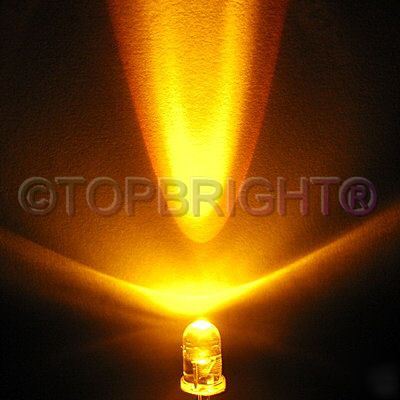 500 pc ultrabright yellow led 5MM 6000MCD free resistor