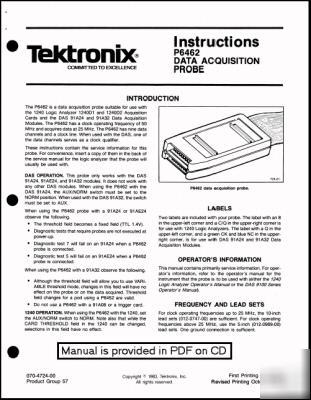 Tek P6462 probe instruction manual 070-4724-00