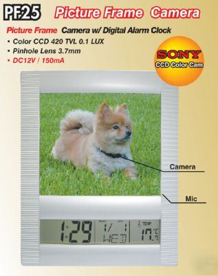 Covert camera picture frame w/ digital alarm clock