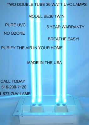 Uvc ultraviolet light dual uv lamp air cleaner 72WATT