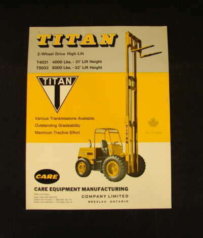 Care titan T4021-T5032 fork lift truck brochure 1960's