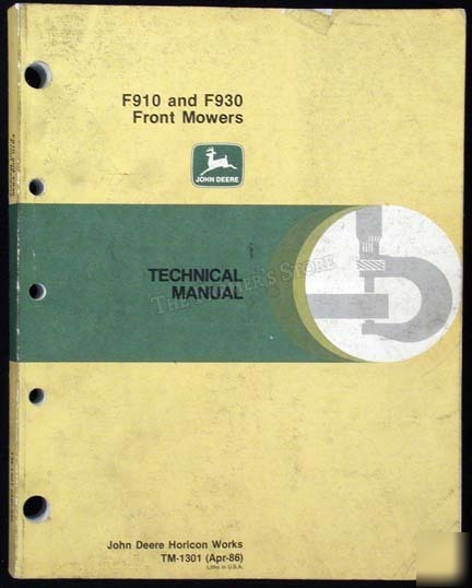 John deere F910 and F930 front mower technical manual