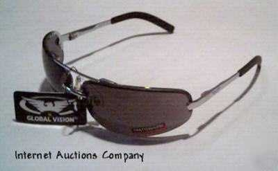 Factor metal frame safety glasses global vision smoked