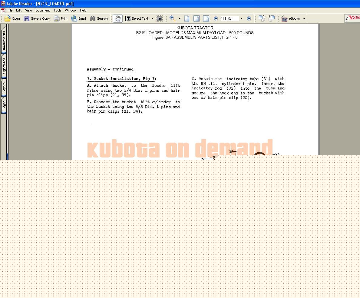 Kubota B219 parts manual - we have other manuals