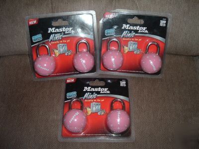 New lot of three packs pink master combo locks 