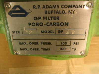 New r.p. adams company poro carbon gp filter model GP22 