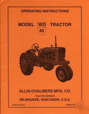 Allis-chalmers model wd 45 tractor operators manual