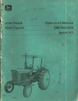 John deere tractor operator's manual for 1520 tractors