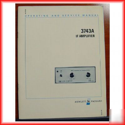 Hewlett packard hp 3743A if amplifier manual HP3743A